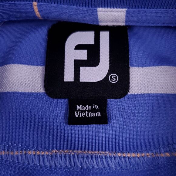 FootJoy Mens Short Sleeve Golf Polo Blue Striped Embroidered Small Honda Classic - Picture 5 of 9